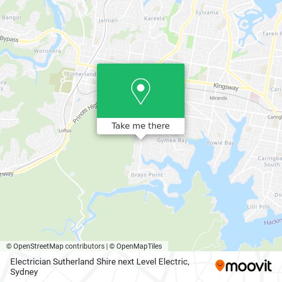 Electrician Sutherland Shire next Level Electric map