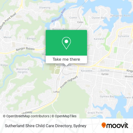 Mapa Sutherland Shire Child Care Directory