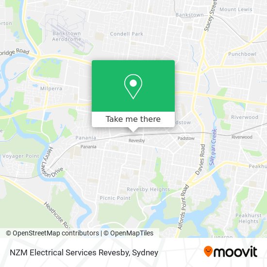 Mapa NZM Electrical Services Revesby
