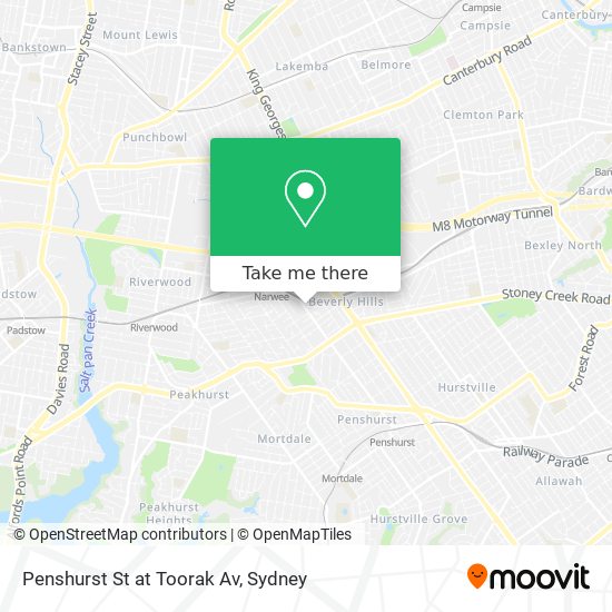 Mapa Penshurst St at Toorak Av