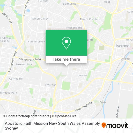 Mapa Apostolic Faith Mission New South Wales Assembly