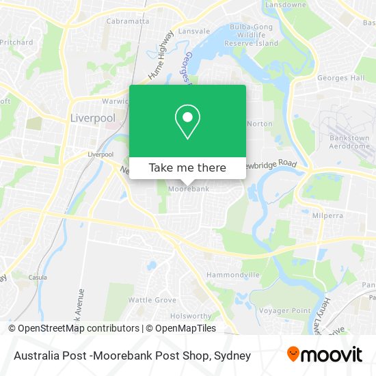 Mapa Australia Post -Moorebank Post Shop