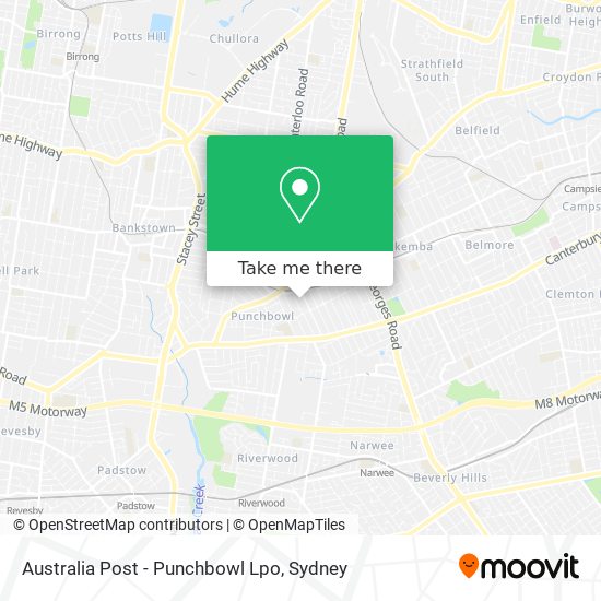 Mapa Australia Post - Punchbowl Lpo