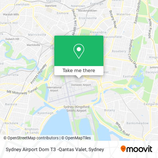 Sydney Airport Dom T3 -Qantas Valet map