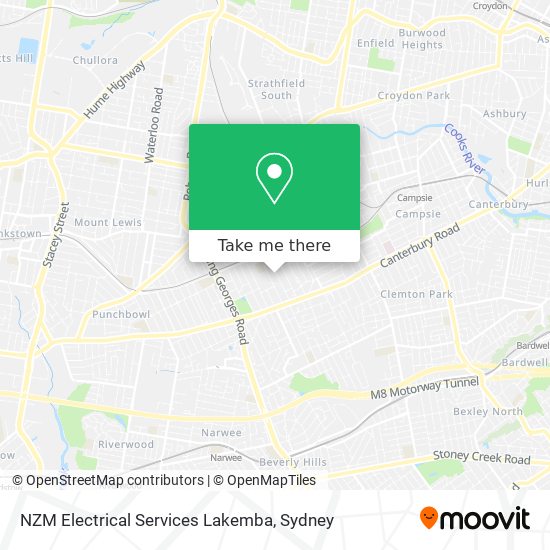 Mapa NZM Electrical Services Lakemba