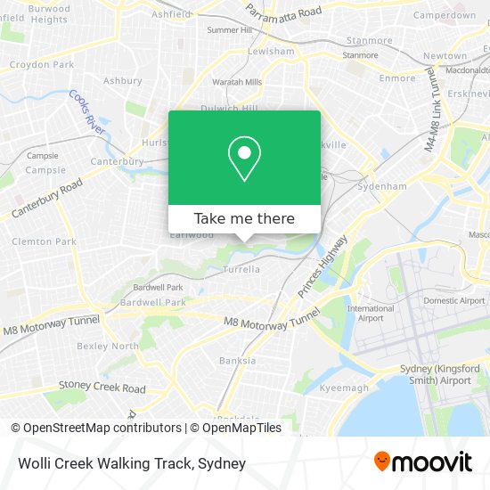 Mapa Wolli Creek Walking Track