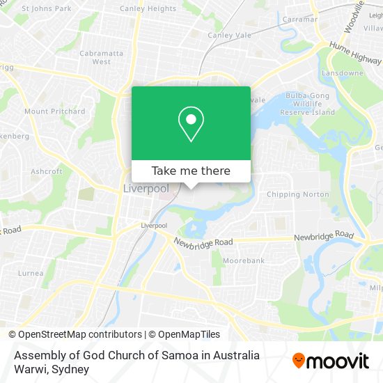 Assembly of God Church of Samoa in Australia Warwi map