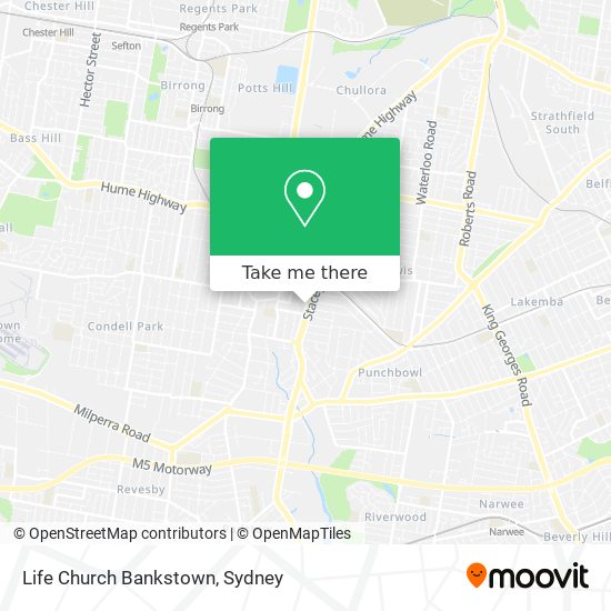 Mapa Life Church Bankstown