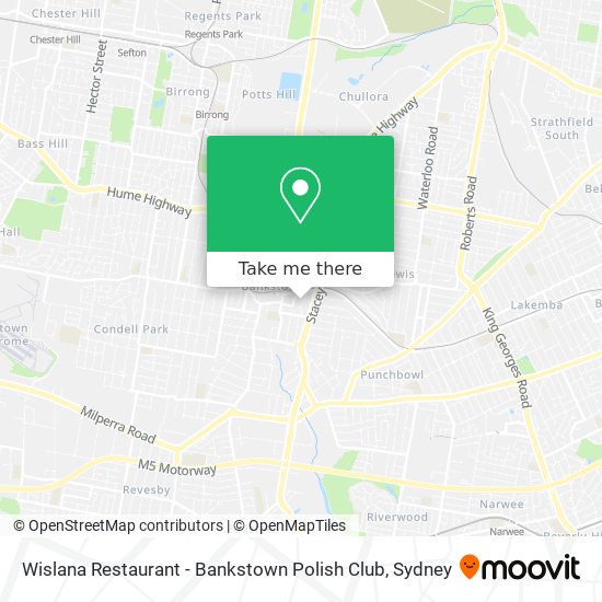 Mapa Wislana Restaurant - Bankstown Polish Club