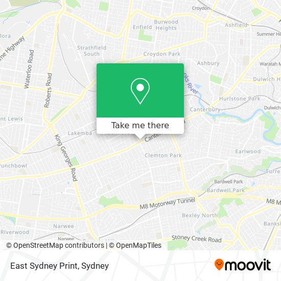 Mapa East Sydney Print