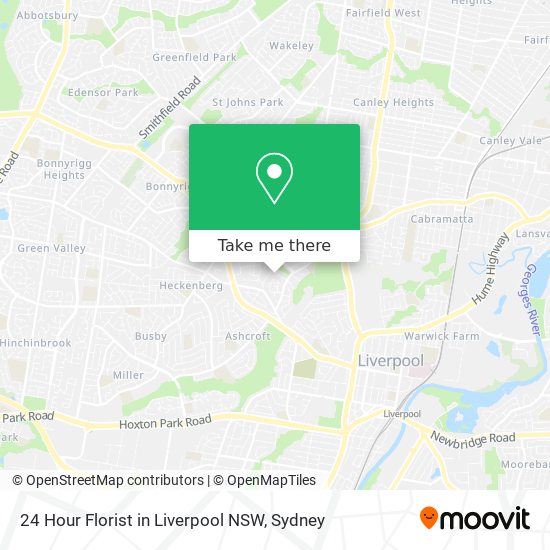 24 Hour Florist in Liverpool NSW map