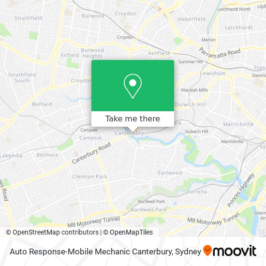 Auto Response-Mobile Mechanic Canterbury map