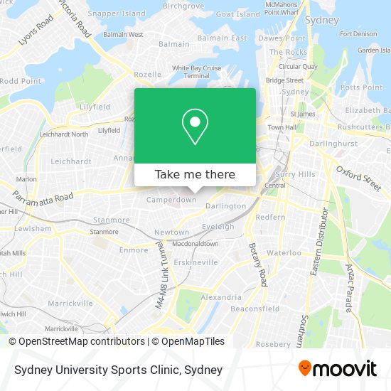 Mapa Sydney University Sports Clinic