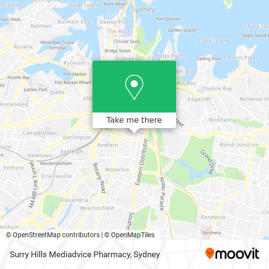 Mapa Surry Hills Mediadvice Pharmacy