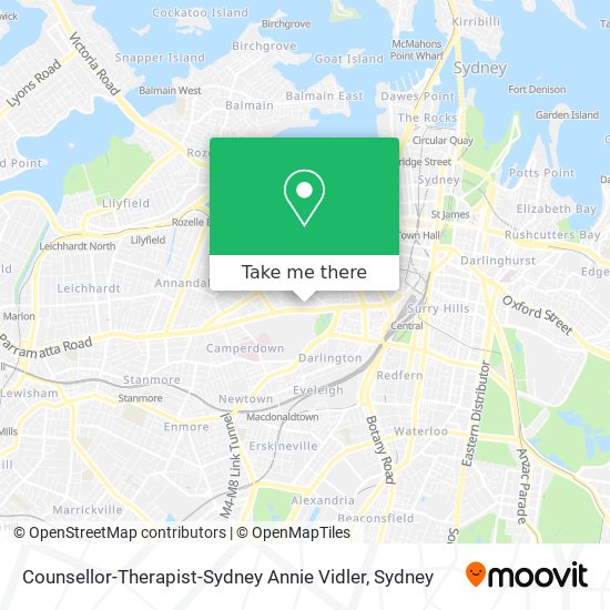 Counsellor-Therapist-Sydney Annie Vidler map