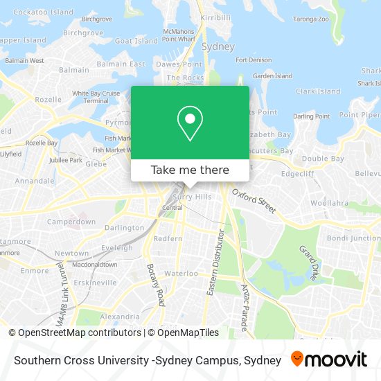 Mapa Southern Cross University -Sydney Campus