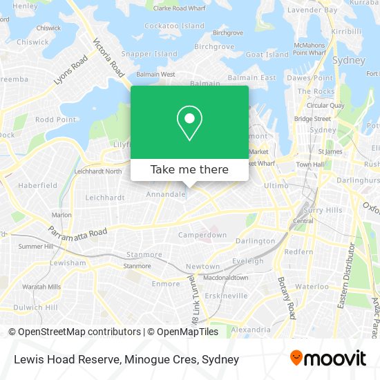 Mapa Lewis Hoad Reserve, Minogue Cres