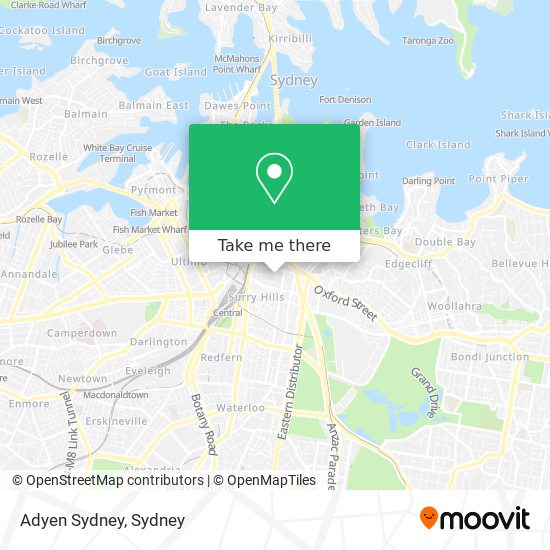 Mapa Adyen Sydney