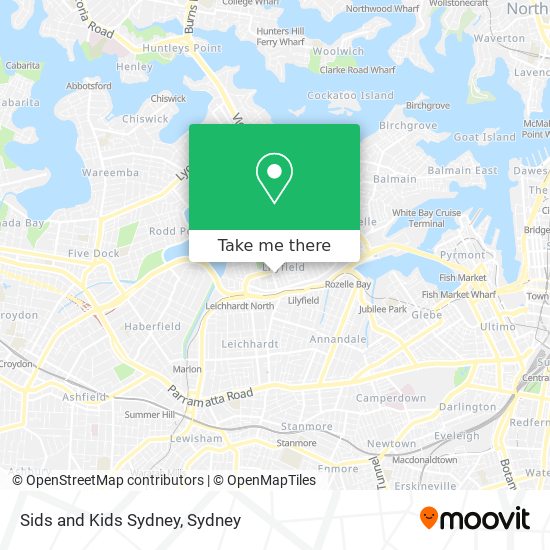 Mapa Sids and Kids Sydney