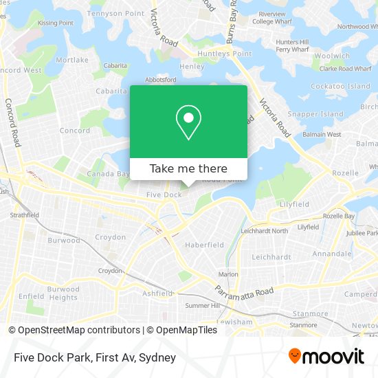 Mapa Five Dock Park, First Av