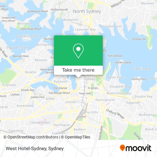 Mapa West Hotel-Sydney