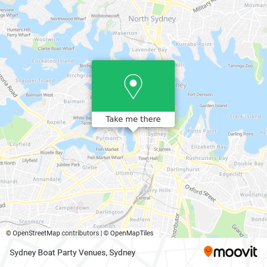 Mapa Sydney Boat Party Venues