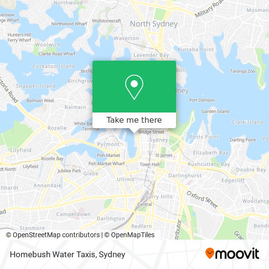 Homebush Water Taxis map