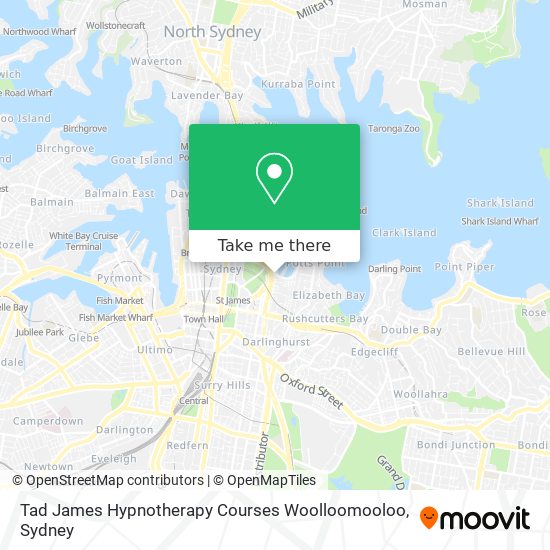 Tad James Hypnotherapy Courses Woolloomooloo map