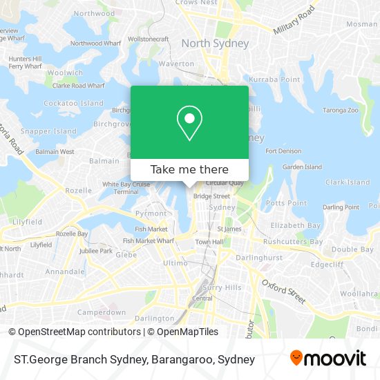Mapa ST.George Branch Sydney, Barangaroo