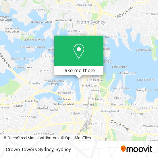 Mapa Crown Towers Sydney