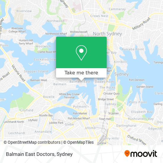 Mapa Balmain East Doctors