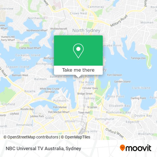 Mapa NBC Universal TV Australia