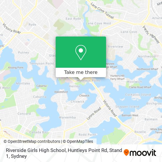 Riverside Girls High School, Huntleys Point Rd, Stand 1 map