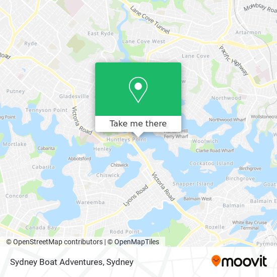 Sydney Boat Adventures map