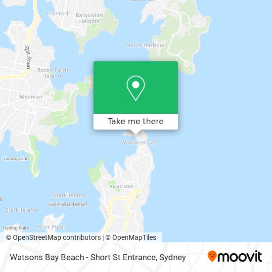 Mapa Watsons Bay Beach - Short St Entrance