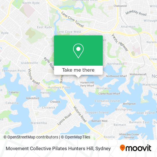 Mapa Movement Collective Pilates Hunters Hill