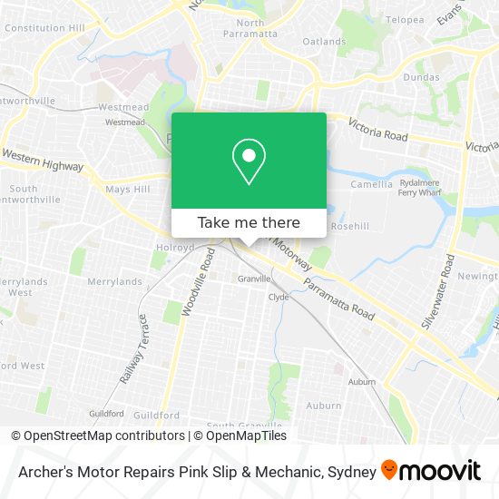 Archer's Motor Repairs Pink Slip & Mechanic map