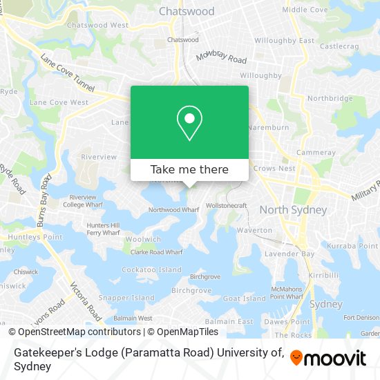 Gatekeeper's Lodge (Paramatta Road) University of map