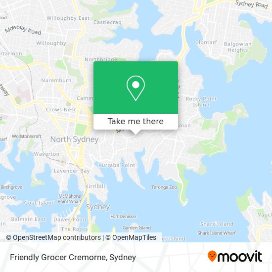 Friendly Grocer Cremorne map