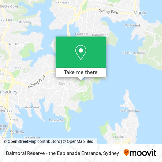 Balmoral Reserve - the Esplanade Entrance map