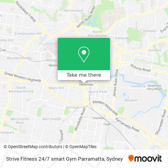 Mapa Strive Fitness 24 / 7 smart Gym Parramatta