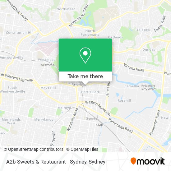 Mapa A2b Sweets & Restaurant - Sydney