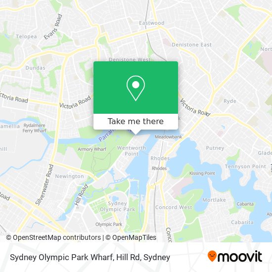 Sydney Olympic Park Wharf, Hill Rd map