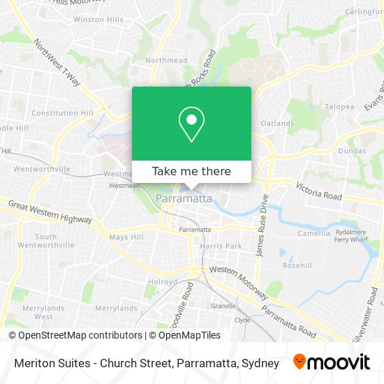 Mapa Meriton Suites - Church Street, Parramatta