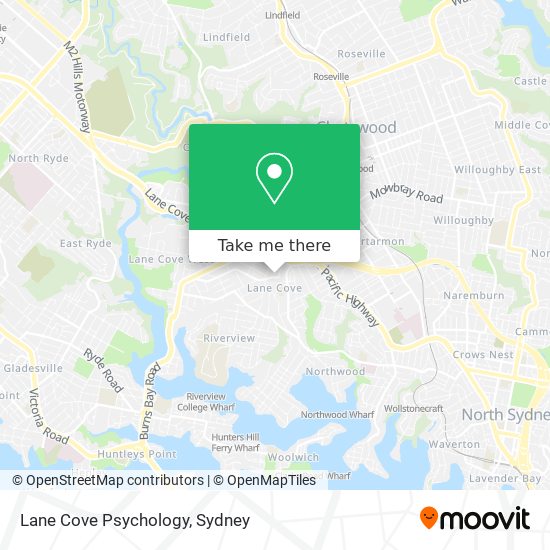 Lane Cove Psychology map