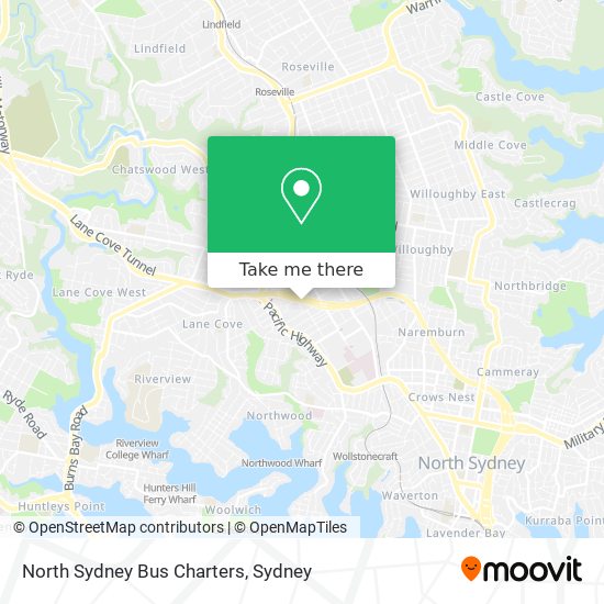 North Sydney Bus Charters map