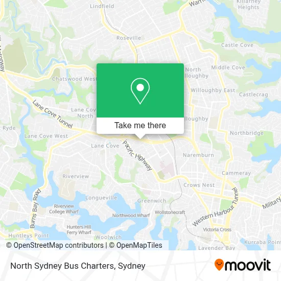 North Sydney Bus Charters map