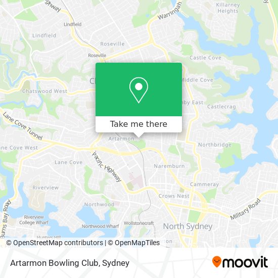 Mapa Artarmon Bowling Club