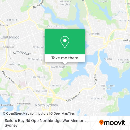 Sailors Bay Rd Opp Northbridge War Memorial map