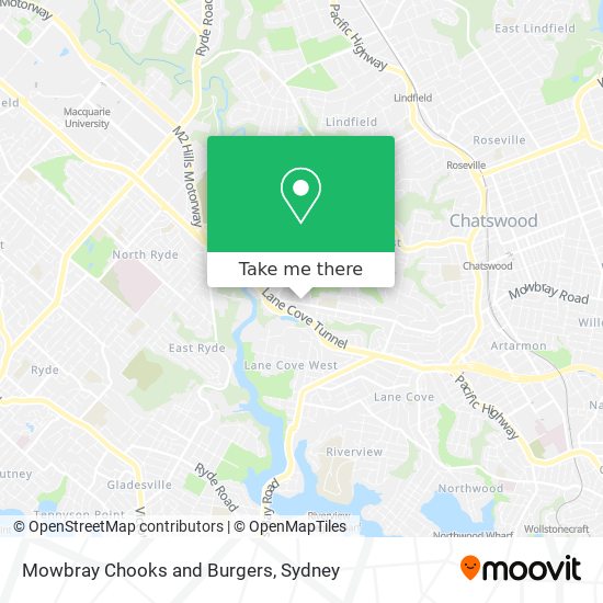 Mowbray Chooks and Burgers map